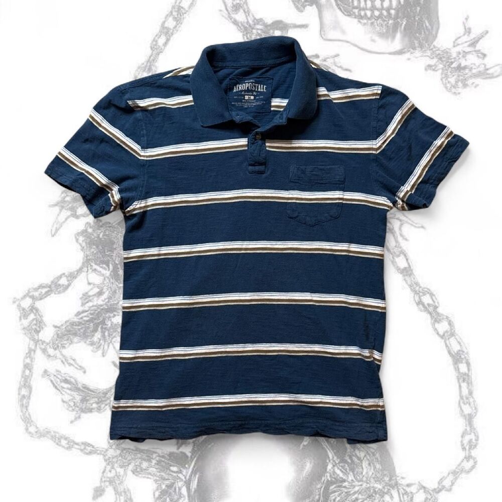 Aeropostale Men's Navy and Blue Polo-shirts
